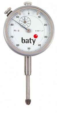 0'' - 0.2'' Travel (0.0001'' Resolution), Imperial Dial Indicator (Plunger), 57mm Dia. Face  FI-5 Baty