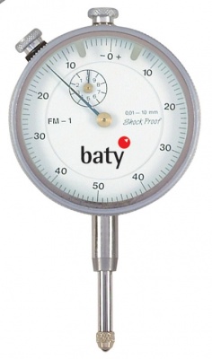 0 - 10mm Travel (0.01mm Resolution), Metric Dial Indicator (Plunger), 57mm Dia. Face  FM-1 Baty