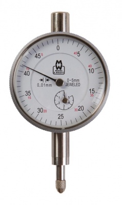 0 - 5.0mm Travel (0.01mm Resolution), Metric Dial Indicator (Plunger), 42mm Dia. Face (Lug Back)  MW400-04 Moore & Wright