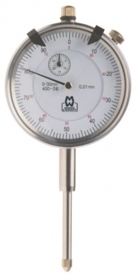 0 - 30.0mm Travel (0.01mm Resolution), Metric Dial Indicator (Plunger), 42mm Dia. Face (Lug Back)  MW400-08 Moore & Wright