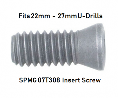 M2.5 x 8.0 Spare Insert Screw for our 22mm - 27mm Indexable U Drills (SPM_07T308 Insert)