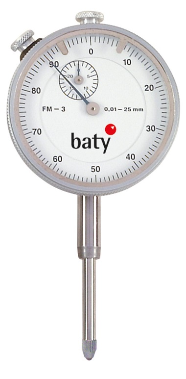 0 - 5mm Travel (0.002mm Resolution), Metric Dial Indicator (Plunger), 57mm Dia. Face  FM-4 Baty