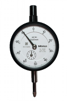 0 - 10mm Travel (0.01mm Resolution), Standard Metric Dial Indicator (Plunger), 57mm Dia. Face (Lug Back)  2046A Mitutoyo