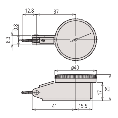 0 - 0.14mm Range (0.001mm Resolution), Metric, Dial Test Indicator (Lever), 40mm Dia. Face (Basic Set)  513-401-10E Mitutoyo