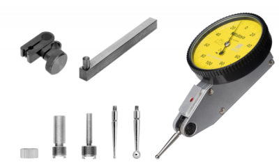 0 - 0.2mm Range (0.002mm Resolution), Metric, Dial Test Indicator (Lever), 40mm Dia. Face (Full Set)  513-405-10T Mitutoyo