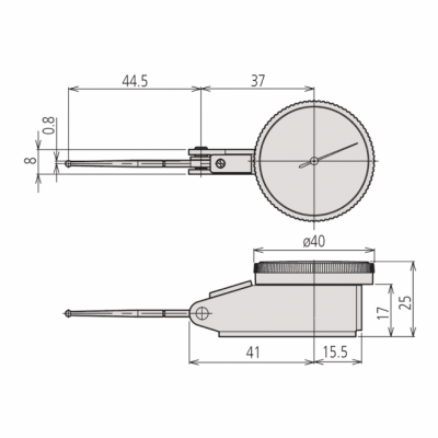0 - 1.0mm Range (0.01mm Resolution), Metric, Dial Test Indicator (Lever), 40mm Dia. Face (Basic Set)  513-415-10E Mitutoyo