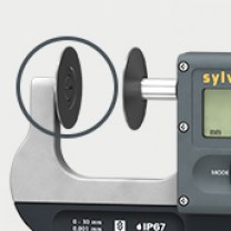 0.0mm - 30.0mm (0.001mm Resolution), IP67 Coolant Proof, Digimatic, Metric, Disc Anvil Micrometer,  S_Mike PRO Disc  30-803-0303 Sylvac
