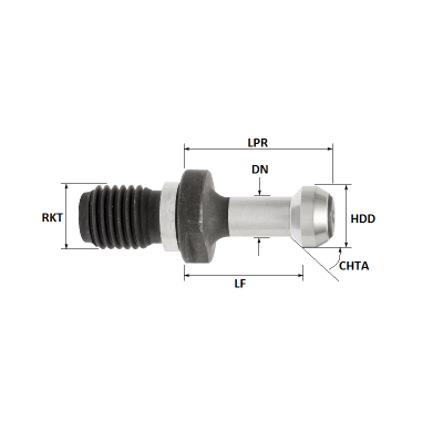 BT40 60Degree M16 Thread Solid Pull Stud Sealed (without O-Ring)