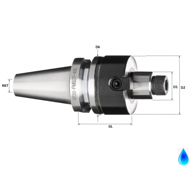 BT30 16mm Spigot Face Mill Holder, Form AD (Medium/High Accuracy)