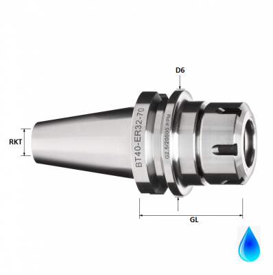 BT40 ER16 Collet Holder, 70mm GL, Form AD/B (High Accuracy)