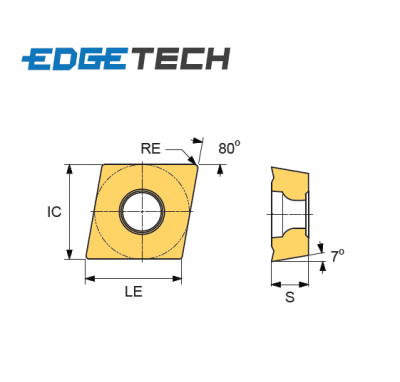 CCMT 09T308-BG ET801 Carbide Medium Cutting Inserts Edgetech