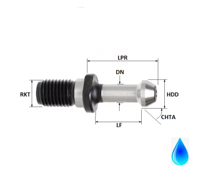 BT40 45Degree (36.6mm LPR) M16 Hollow Through Coolant Pull Stud (with O-Ring)