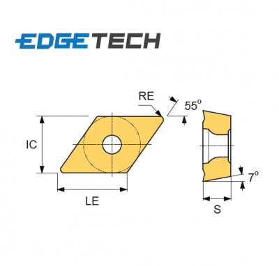 DCMT 11T308-BG ET801 Carbide Medium Cutting Inserts Edgetech