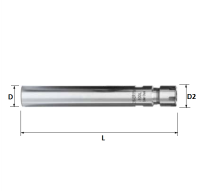 ER20 Straight Shank Collet Holder, 100mm L, 25mm Shank, Mini Nut