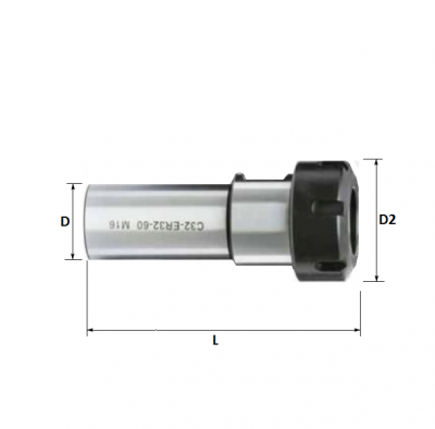 ER20 Straight Shank Collet Holder, 100mm L, 20mm Shank, Standard Castleated Nut