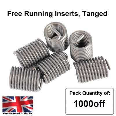 7/16 x 20 x 1D UNF, Free Running, Tanged, Wire Thread Repair Insert, 304/A2 Stainless (Pack 1000)