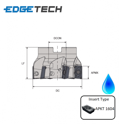 63mm 6 Flute (2 Edges) Indexable 90 Shell Mill/Face Milling Cutter G90AF Edgetech