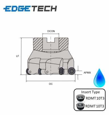 50mm 4 Flute Indexable 0 Profiling Shell Mill/Face Milling Cutter G90RF Edgetech (RM10)