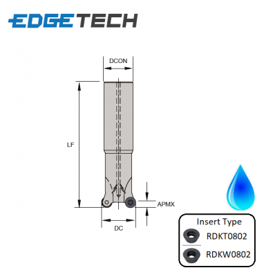 16mm 2 Flute (Long) Indexable 0 Profile End Milling Cutter (Plain Shank) G90RKE Edgetech