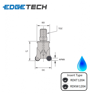 32mm 3 Flute Indexable 0 Modular Profile End Milling Cutter (M16 Shank) G90RKM Edgetech (RD12)