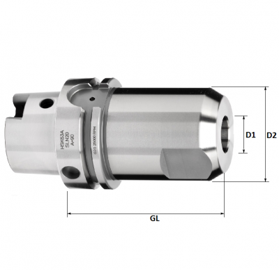 HSK63A 10mm End Mill/Weldon Holder, 65mm GL, (High Accuracy)