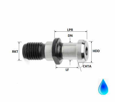 ISO50 (ISO7388/2 Type A) M24 Thread Hollow Through Coolant Pull Stud Sealed (without O-Ring)