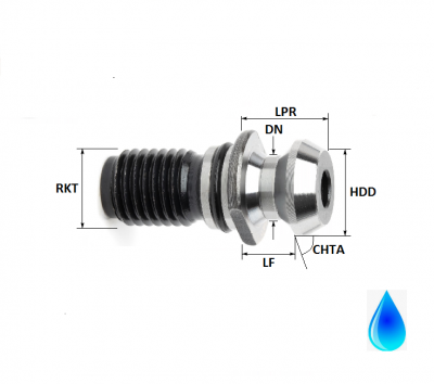 ISO50 (ISO7388/2 Type B) M24 Thread Hollow Through Coolant Pull Stud Sealed (with O-Ring)