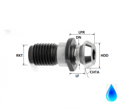 ISO40 (ISO7388/2 Type B) M16 Thread Hollow Through Coolant Pull Stud Sealed (without O-Ring)