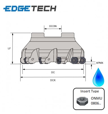 100mm 7 Flute (16 Edges) Indexable 45 Shell Mill/Face Milling Cutter M1645 Edgetech