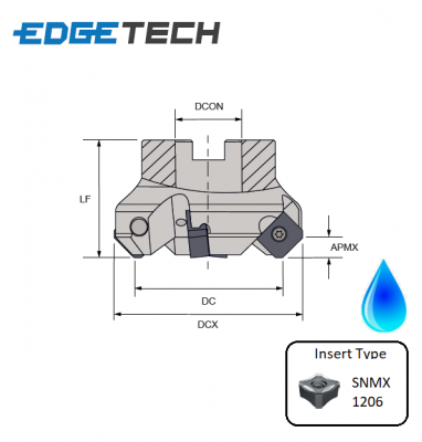 100mm 8 Flute (8 Edges) Indexable 45 Shell Mill/Face Milling Cutter M845 Edgetech