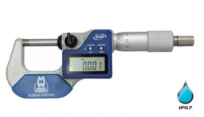 0.0mm - 25.0mm (0.001mm Resolution), IP65 Digital External Micrometer  MW203-01DABI Moore & Wright