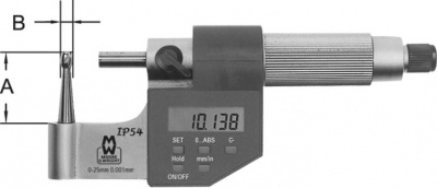 0.0mm - 25.0mm (0.01mm Resolution), IP54 Digital Tube Micrometer  MW255-01DDL Moore & Wright