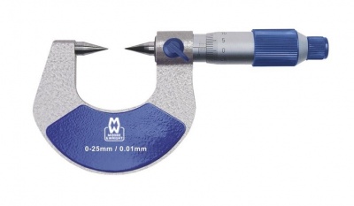 0.0mm - 25.0mm (0.01mm Resolution), Metric (30 Degree) Point Micrometer  MW270-05 Moore & Wright