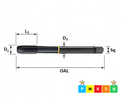 M10 x 1.0 Powertap, Metric Fine Spiral Point, Steam Tempered Tap DIN374