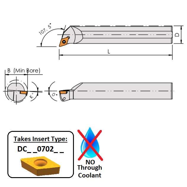1x Bohrstange 107,5° S10K SDQCR-07 Typ DCMT 0702.../ DCGT 0702..... 1x Bohrstange 107,5° S10K SDQCR-07 Typ DCMT 0702.../ DCGT 0702.....