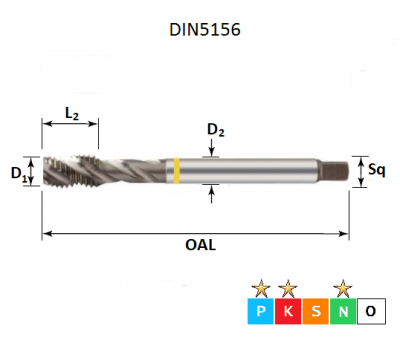 3/4 x 14 Yellow Ring BSP Spiral Point Tap www.engineeringsupplies