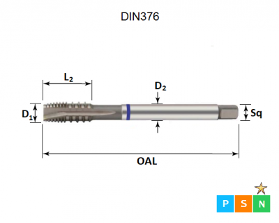 M12 x 1.75 Blue Ring Metric Coarse Spiral Point Tap DIN376