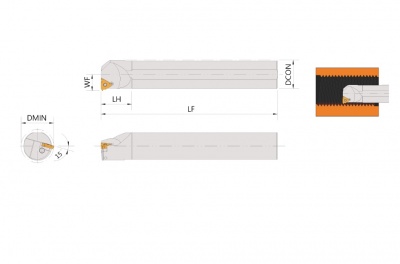 10mm Dia. Right Hand, Steel, Internal Threading Bar (fits 11mm (Size 2) LT Threading Inserts), SIR1010-11
