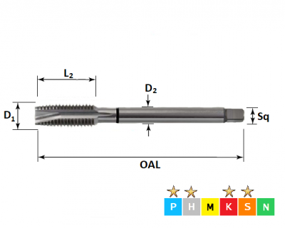 M6 x 1.0 Unimaster Blue, Metric Coarse Spiral Point, Steam Tempered Tap DIN371