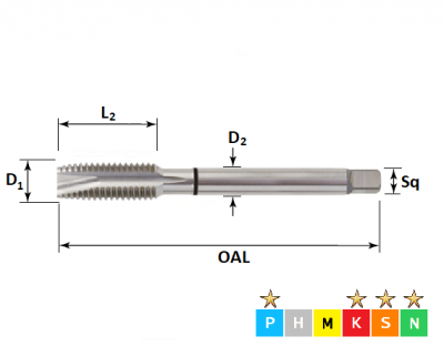 5/16 x 24 Unimaster Bright, UNF Spiral Point, Bright Finish Tap DIN371