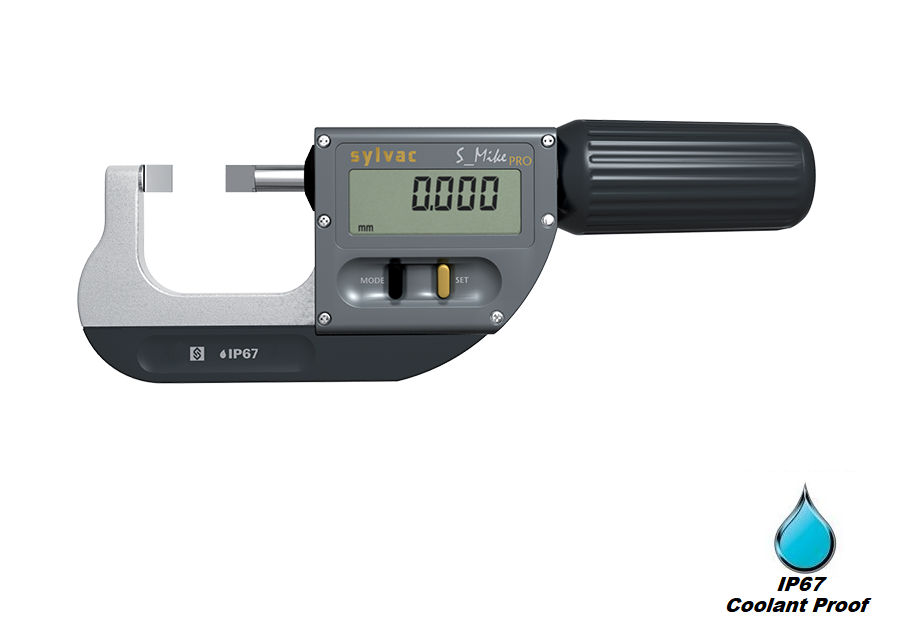 120.0mm - 155.0mm (0.001mm Resolution), IP67 Coolant Proof, Digimatic, Metric, External Blade Micrometer, (Blade Anvil), S_Mike PRO Blade  30-903-1602 Sylvac