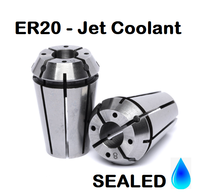 8.0mm - 7.0mm ER20 Jet Coolant Sealed Collets (10 micron)