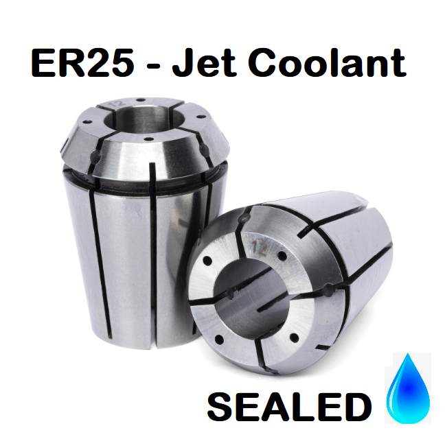 12.0mm 11.0mm ER25 Jet Coolant Sealed Collets (10 micron