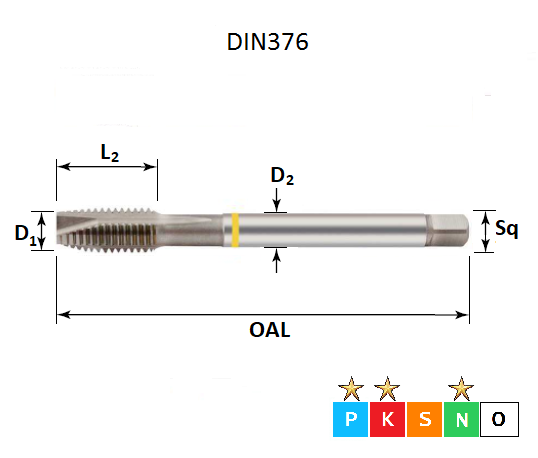 M14 X 2.0 Machine Tap YG-1 Yellow Ring Spiral Point M14 X 2.0 Machine Tap YG-1 Yellow Ring Spiral Point