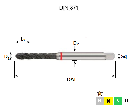 Y.G-1 M12 X 1.75 Spiral Flute Modified Bottom Tap – SuperHSS With HardSlick Coating – D6 Limit