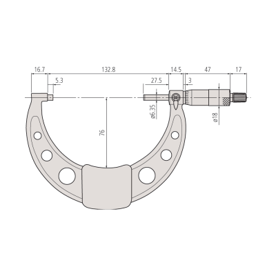 100.0mm - 125.0mm (0.01mm Resolution), Metric Analogue External Micrometer with Standard Ratchet  103-141-10 Mitutoyo