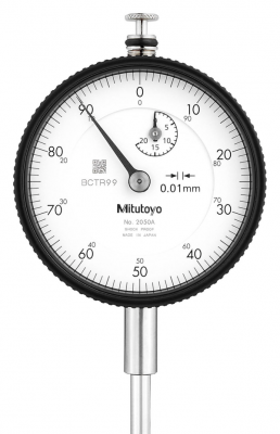 0 - 20mm Travel (0.01mm Resolution), Standard Metric Dial Indicator (Plunger), 57mm Dia. Face (Lug Back)  2050A Mitutoyo