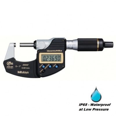 0.0mm - 25.0mm (0.001mm/0.00005'' Resolution), IP65 Coolant Proof, QuantuMike Fast Action External Micrometer (No Output Port)  293-185-30 Mitutoyo