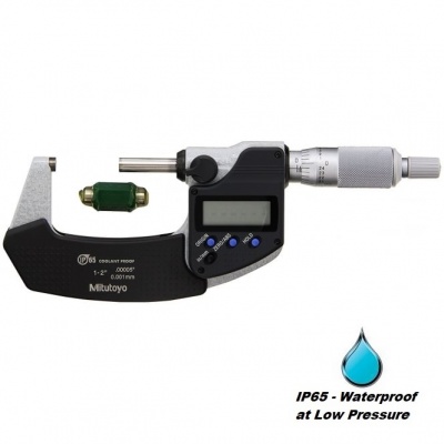 25.0mm - 50.0mm (0.001mm/0.00005'' Resolution), IP65 Coolant Proof, Digimatic External Micrometer with Ratchet Stop (No Output Port)  293-341-30 Mitutoyo